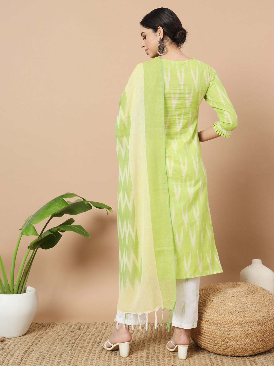 Cotton Ikat Kurta Dupatta Set