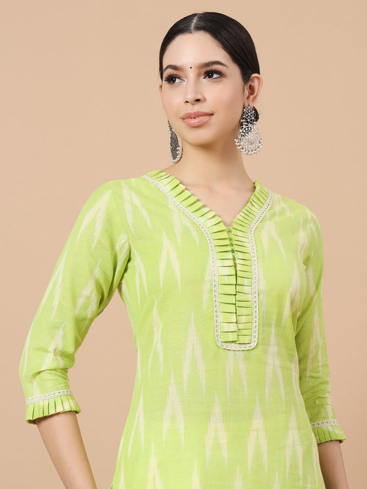 Cotton Ikat Kurta Dupatta Set