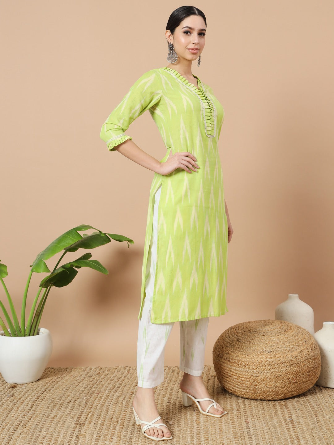 Cotton Ikat Kurta Dupatta Set