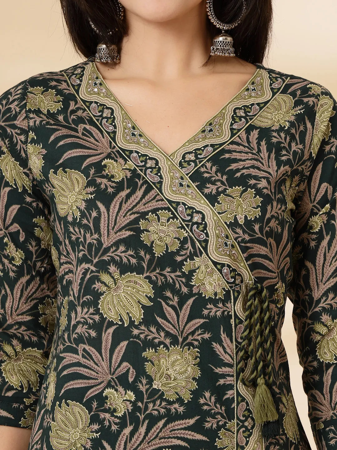 Green Cotton Straight Kurta Dupatta Set