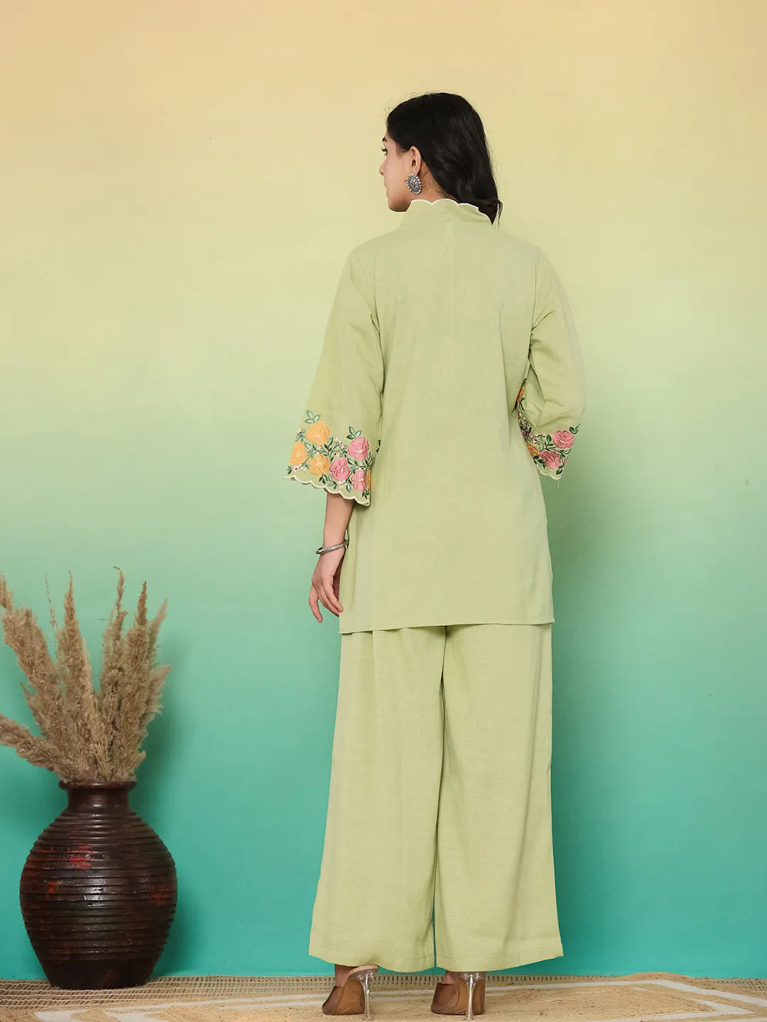 Green Embroidered Co-Ord Set