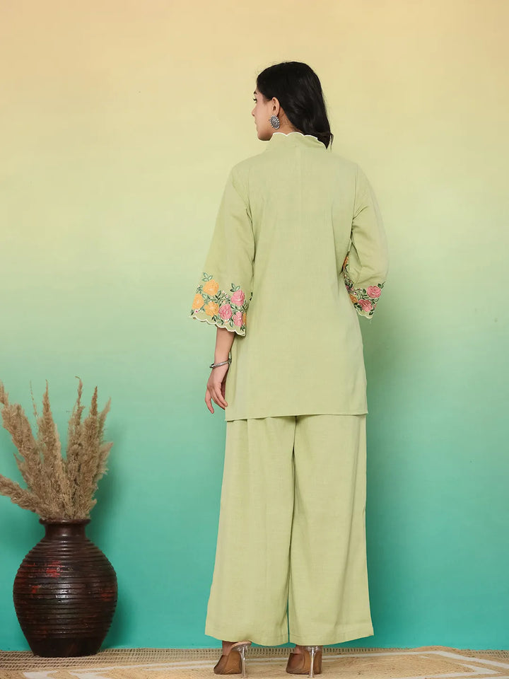 Green Embroidered Co-Ord Set
