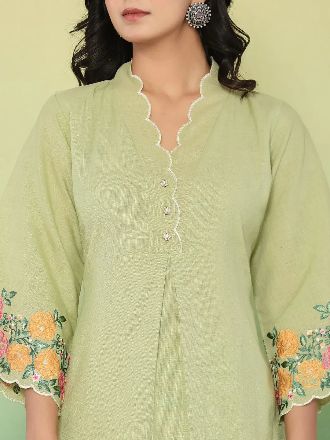 Green Embroidered Co-Ord Set