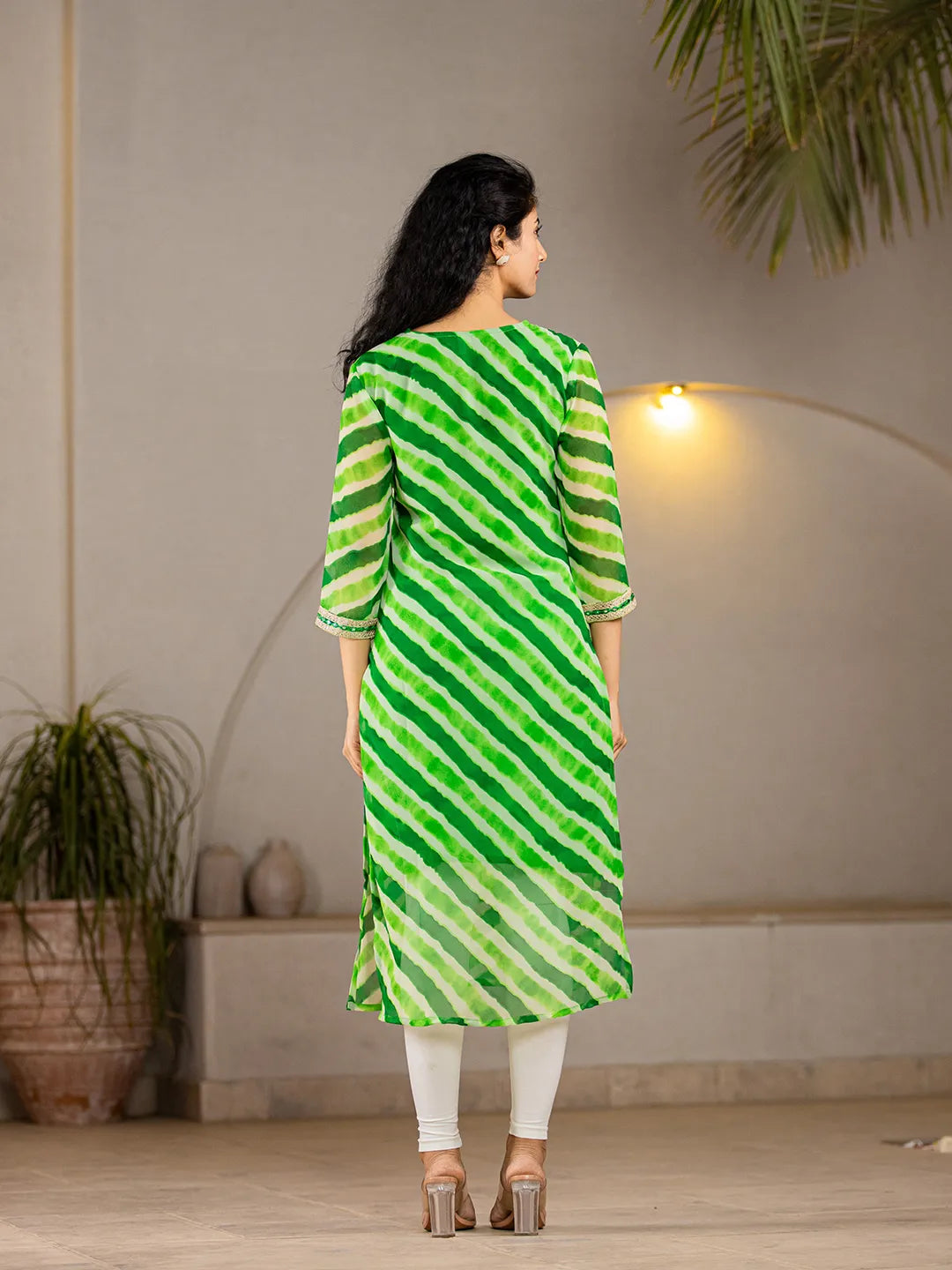 Green Georgette Lahiya Kurta