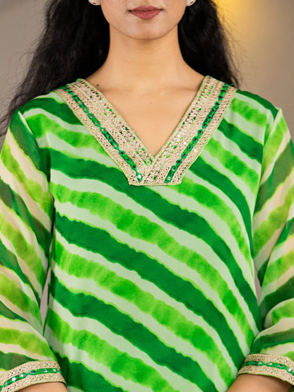 Green Georgette Lahiya Kurta