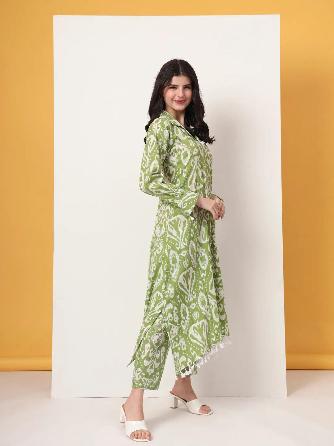 Green Ikat Pure Cotton Cord Set