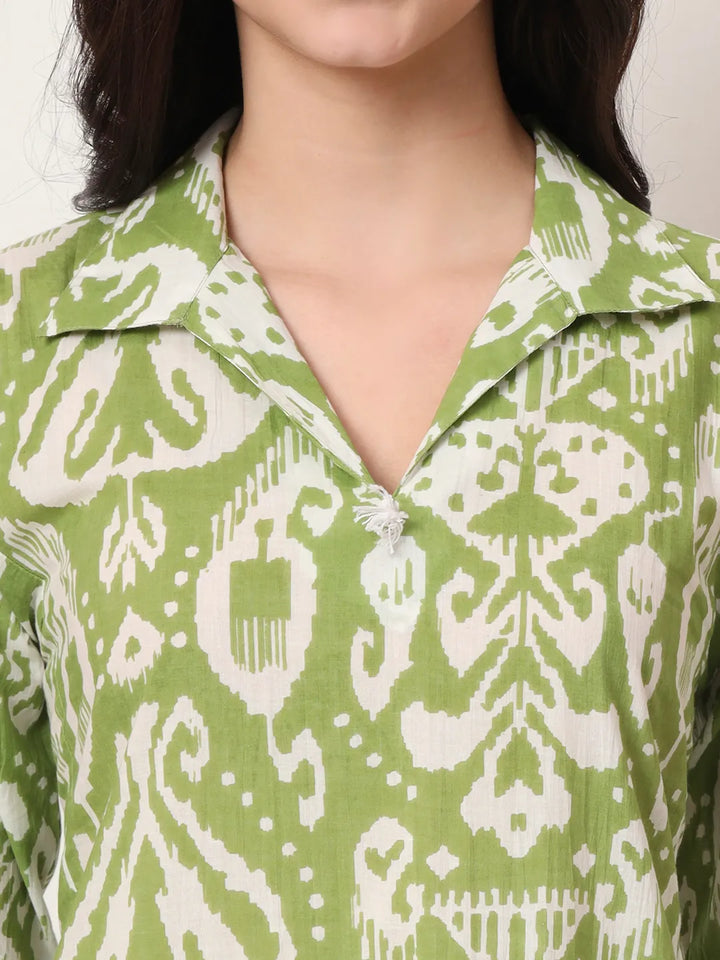 Green Ikat Pure Cotton Cord Set