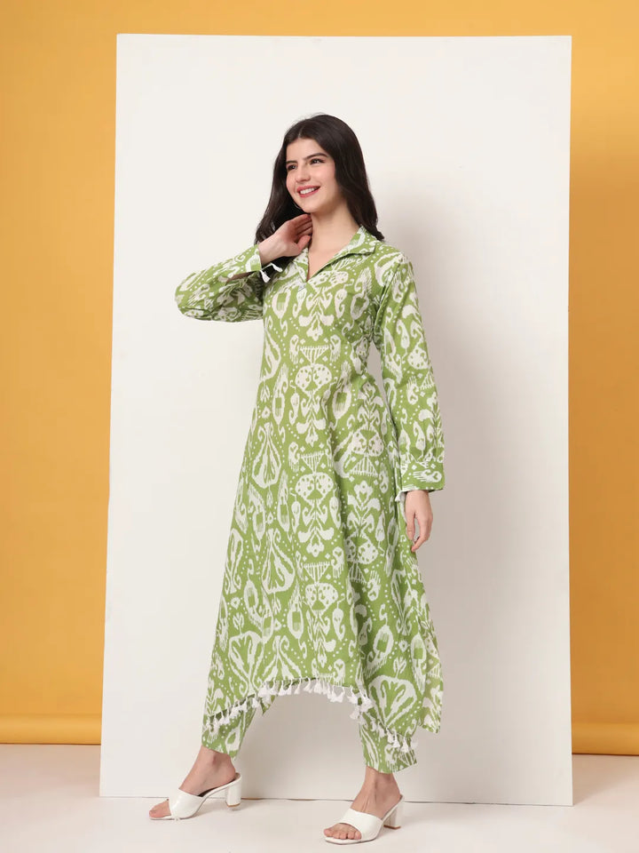 Green Ikat Pure Cotton Cord Set