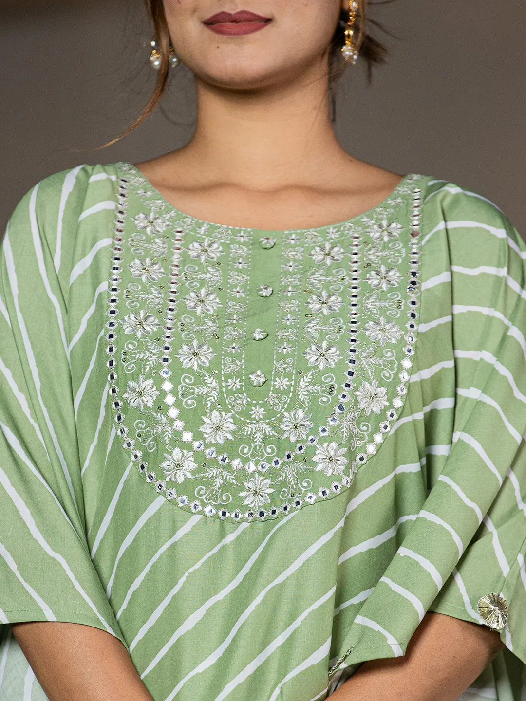 Leheriya Embroidered Kaftan Kurta Set
