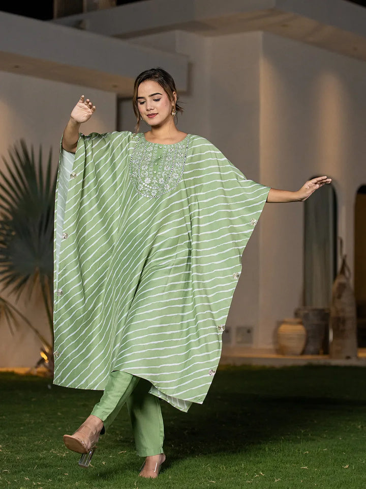 Leheriya Embroidered Kaftan Kurta Set