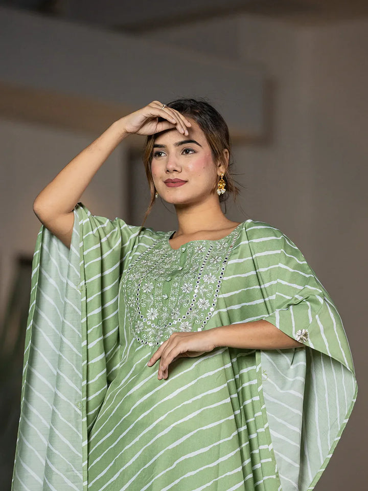 Leheriya Embroidered Kaftan Kurta Set