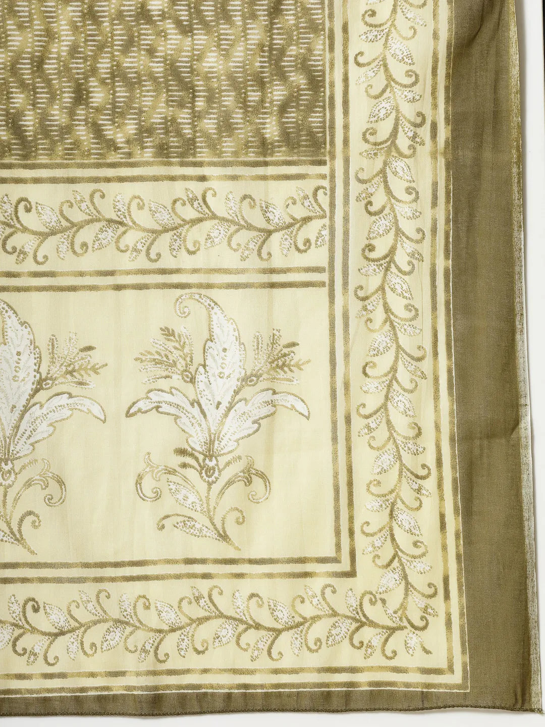 Green Pure Cotton Paisley Thread Work Kurta Dupatta Pant Set