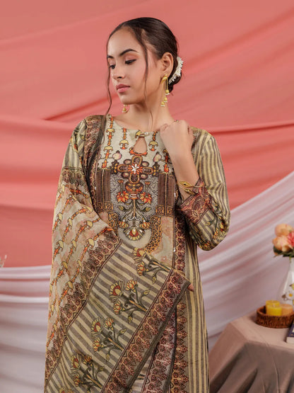 Green Pure Shimmer Tissue With Pure Viscose Trouser Shimmer Dupatta Set