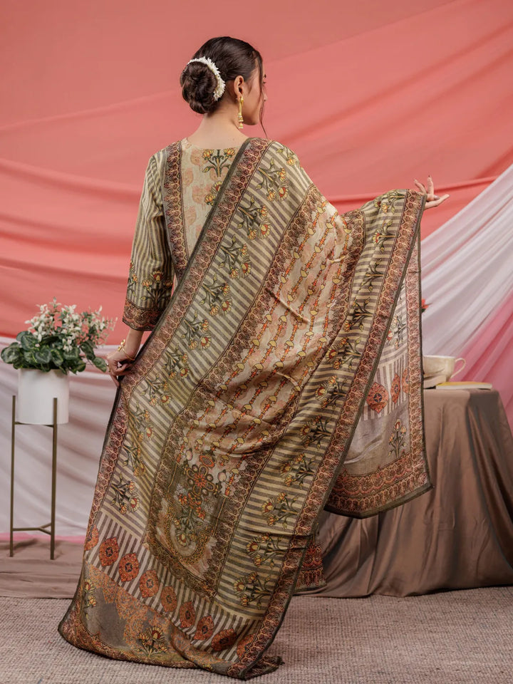 Green Pure Shimmer Tissue With Pure Viscose Trouser Shimmer Dupatta Set