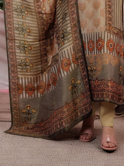 Green Pure Shimmer Tissue With Pure Viscose Trouser Shimmer Dupatta Set