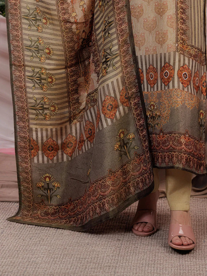 Green Pure Shimmer Tissue With Pure Viscose Trouser Shimmer Dupatta Set