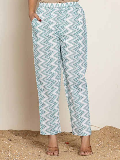 Green Sequins Workthread Work Cotton Anarkali Kurta And Trouser With Dupatta