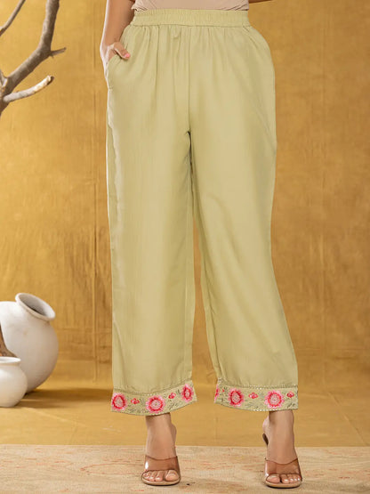 Green Silk Blend Pakistani Style Kurta Dupatta Set