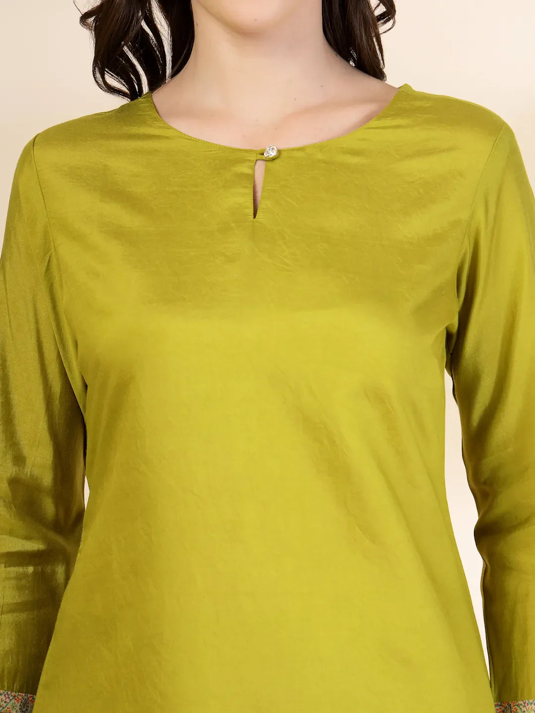 Green Silk Straight Kurta With Palazzo Dupatta Set