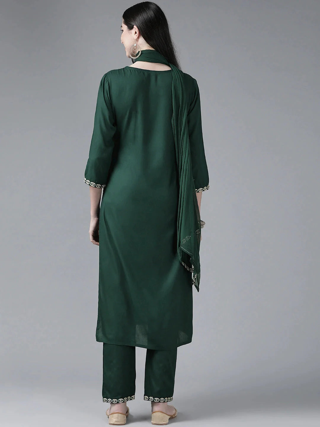 Green Yoke Design Dupatta Set