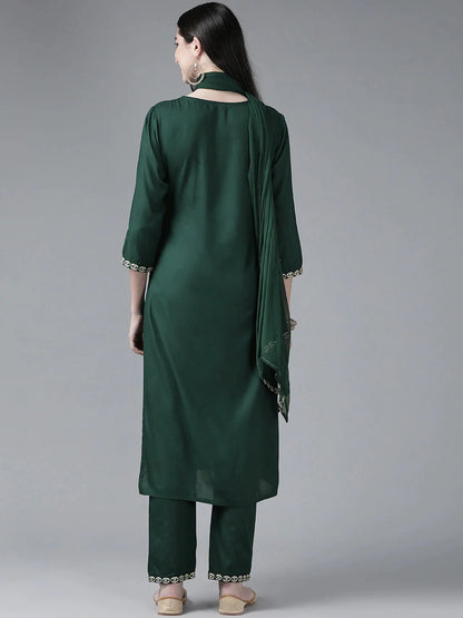 Green Yoke Design Dupatta Set