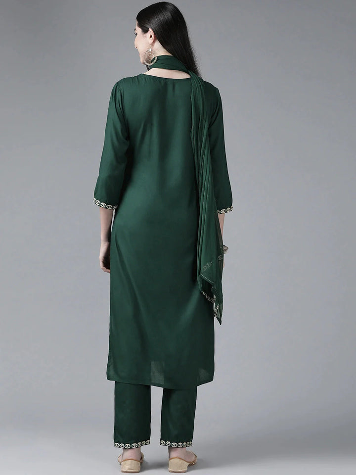 Green Yoke Design Dupatta Set