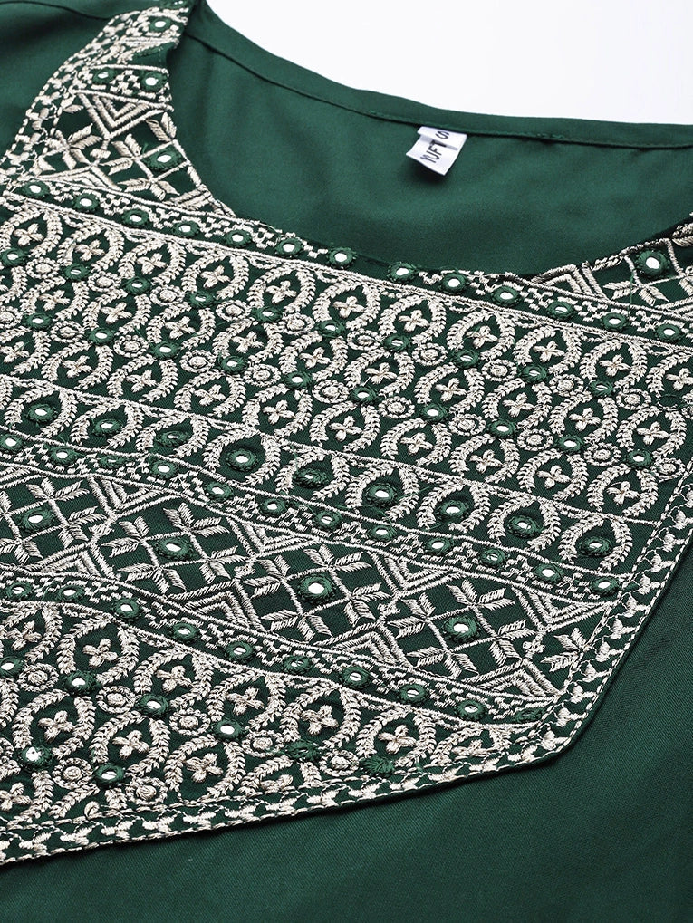 Green Yoke Design Dupatta Set