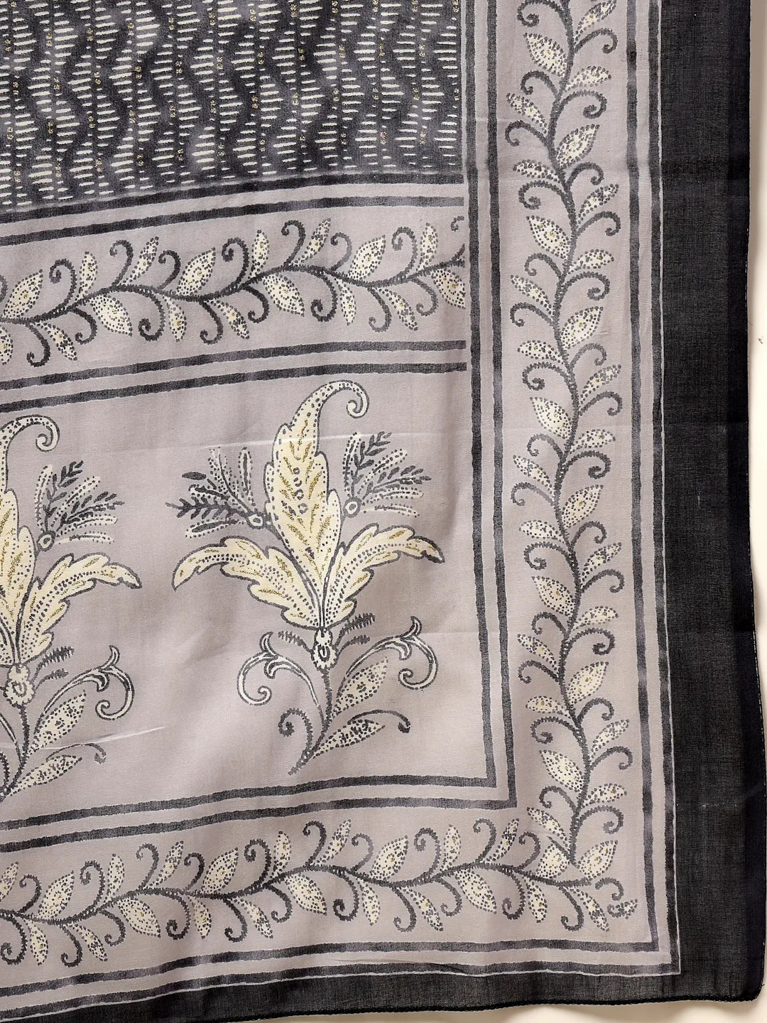 Grey Pure Cotton Anarkali Dupatta Pant Set