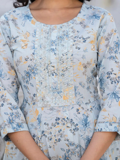 Grey Sequins Work Anarkali Kurta Trouser And Dupatta Set