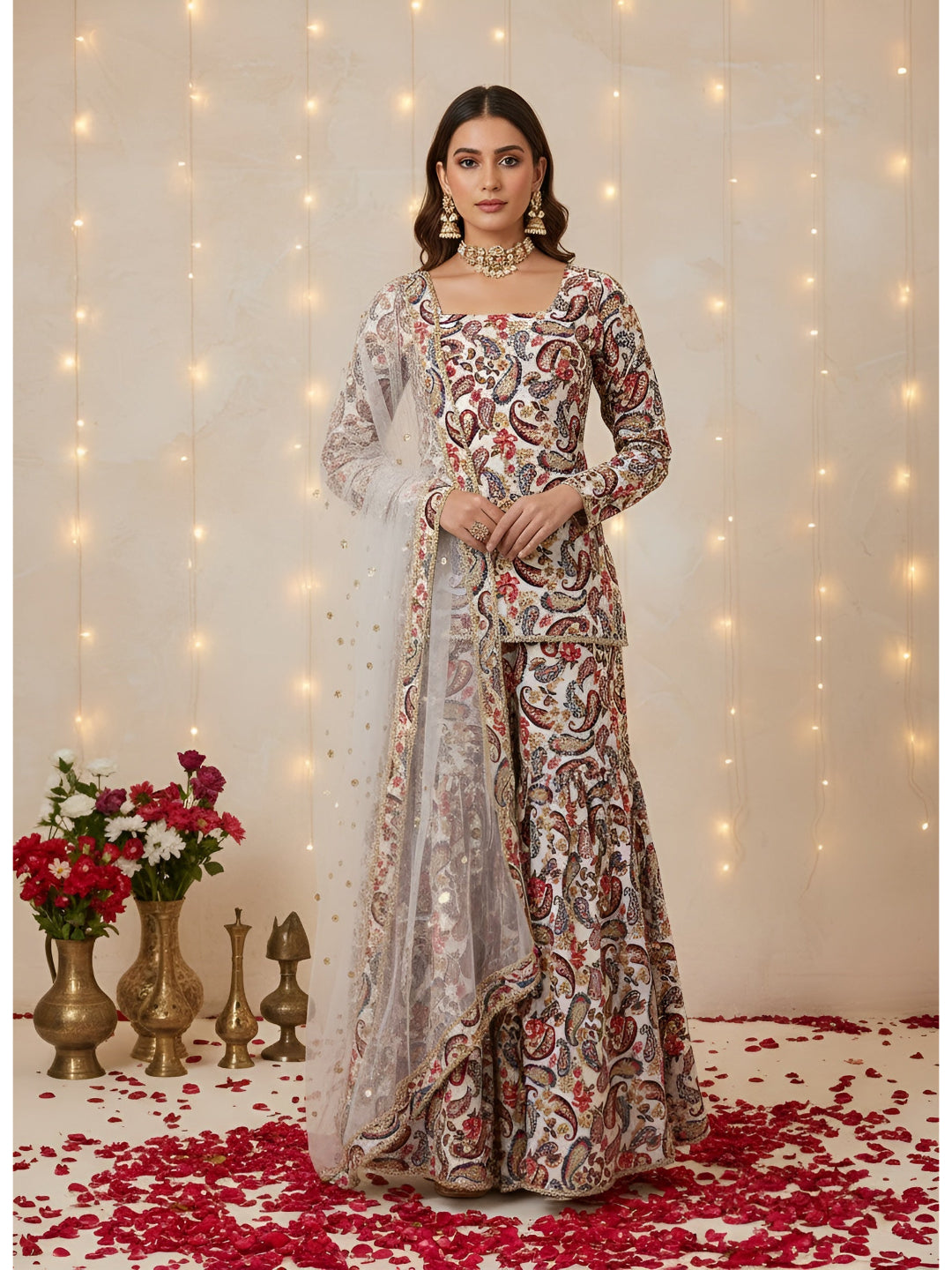 Printed Straight Kurta Set With Dupatta for Women