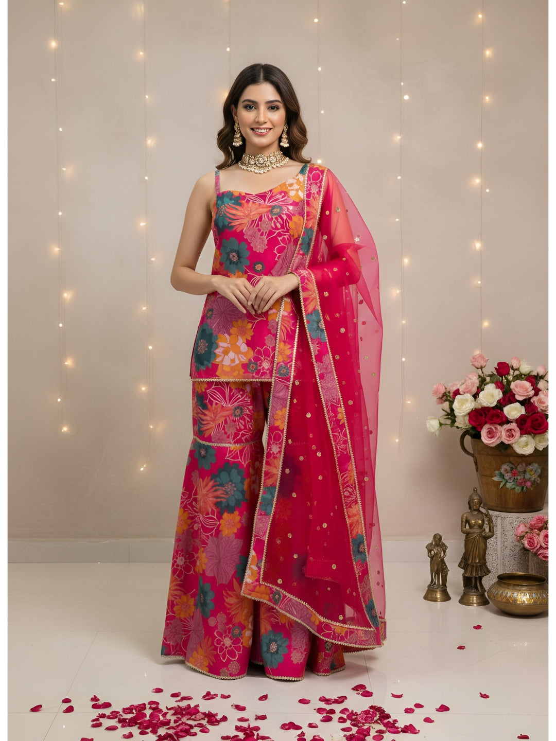 Printed Straight Kurta Set With Dupatta for Women