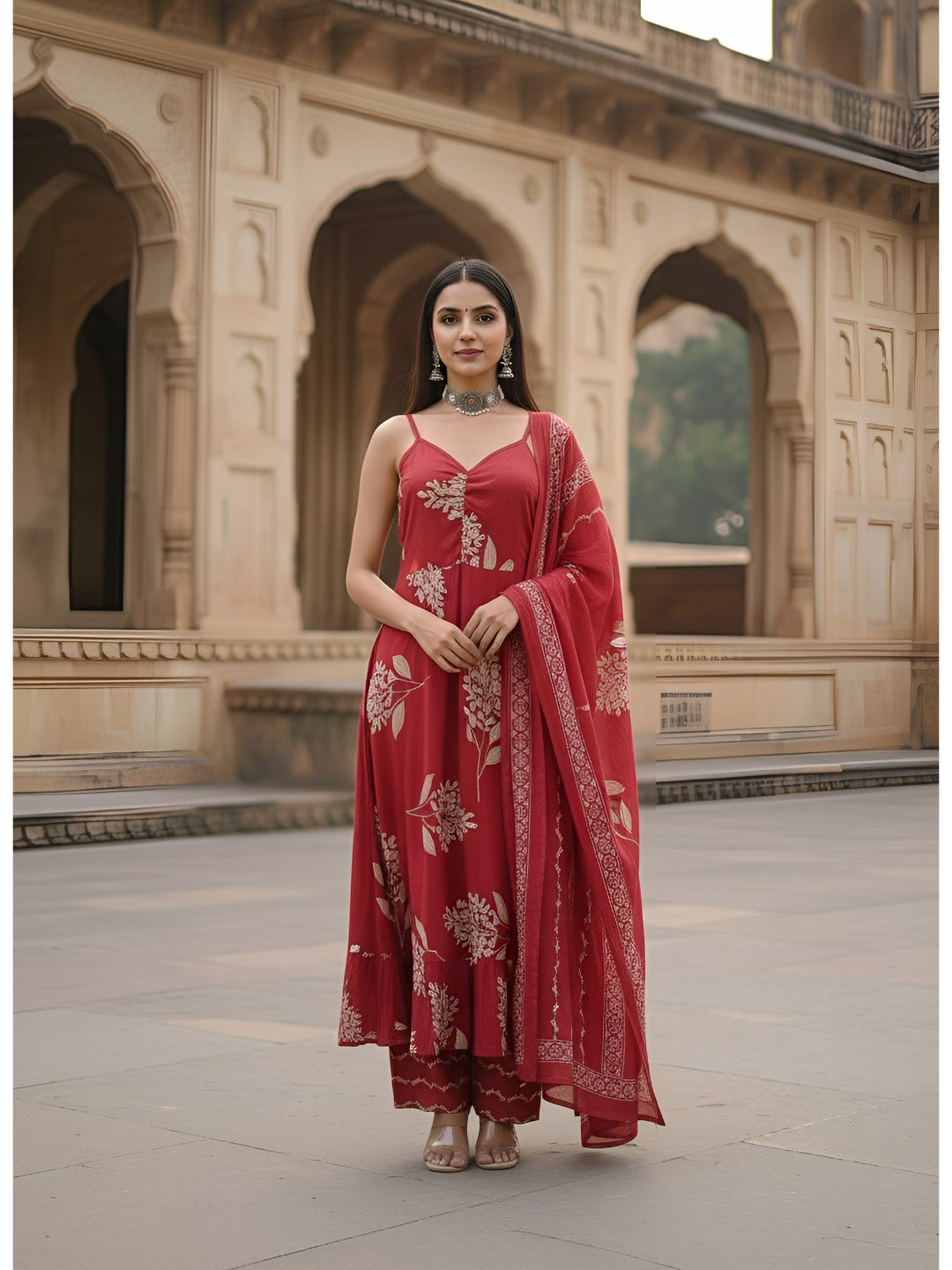 Printed Straight Kurta Set With Dupatta for Women