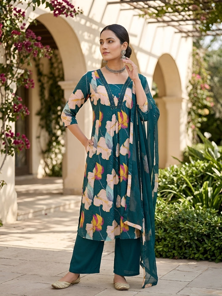 Printed Anarkali Kurta Set With Dupatta