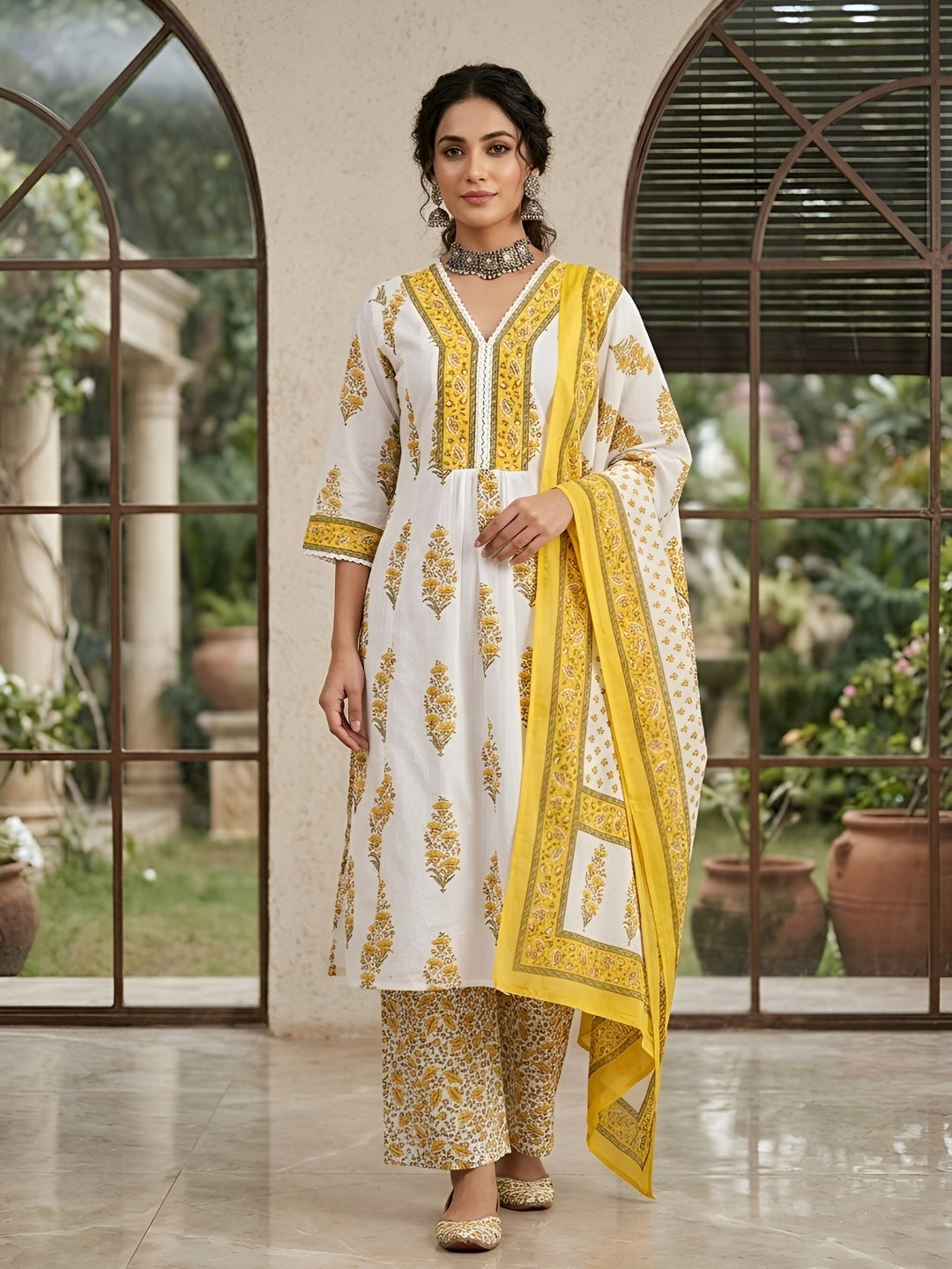 Printed Anarkali Kurta Set With Dupatta