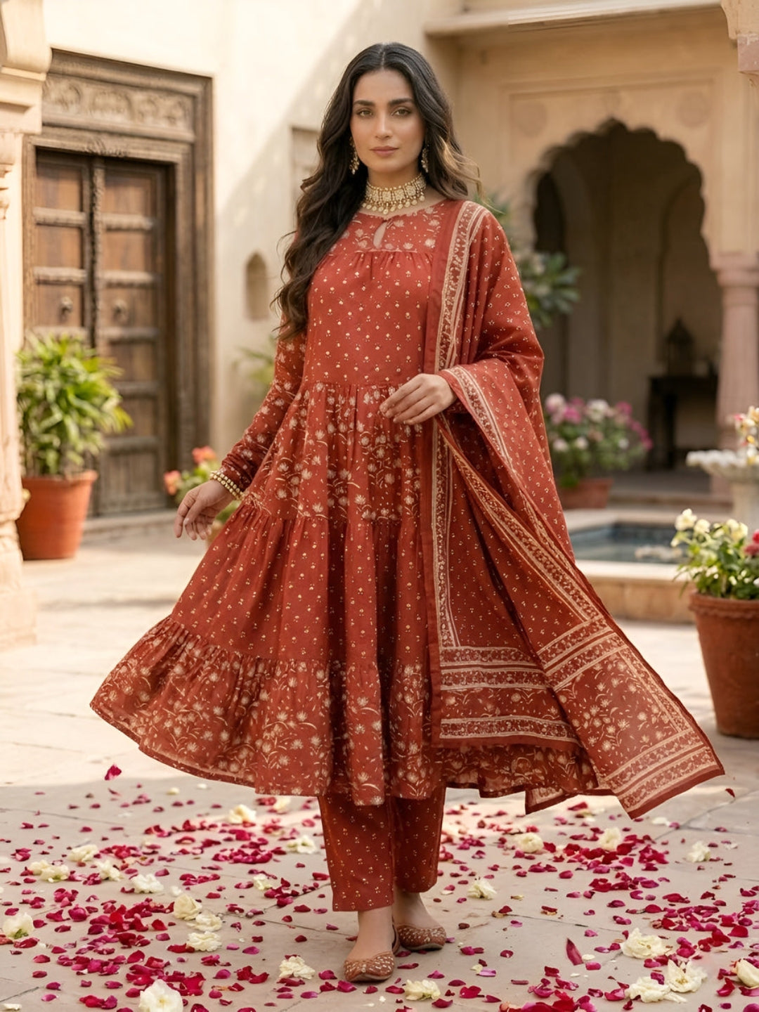 Printed Anarkali Kurta Set With Dupatta