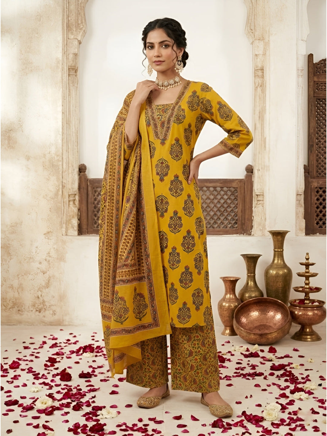 Printed Straight Kurta Set With Dupatta