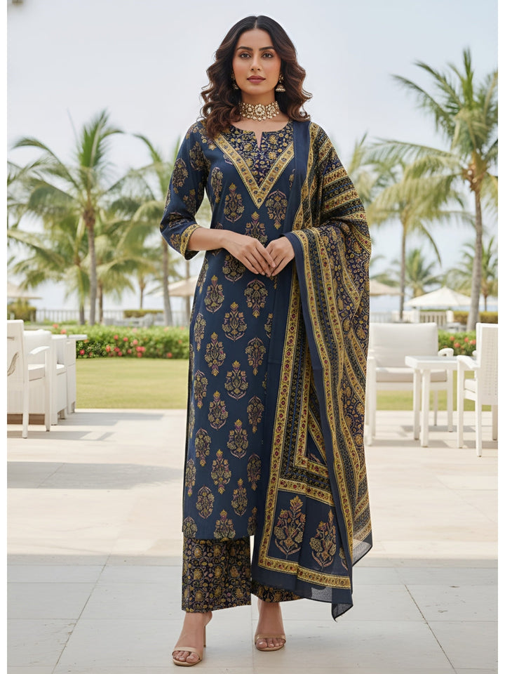 Printed Straight Kurta Set With Dupatta