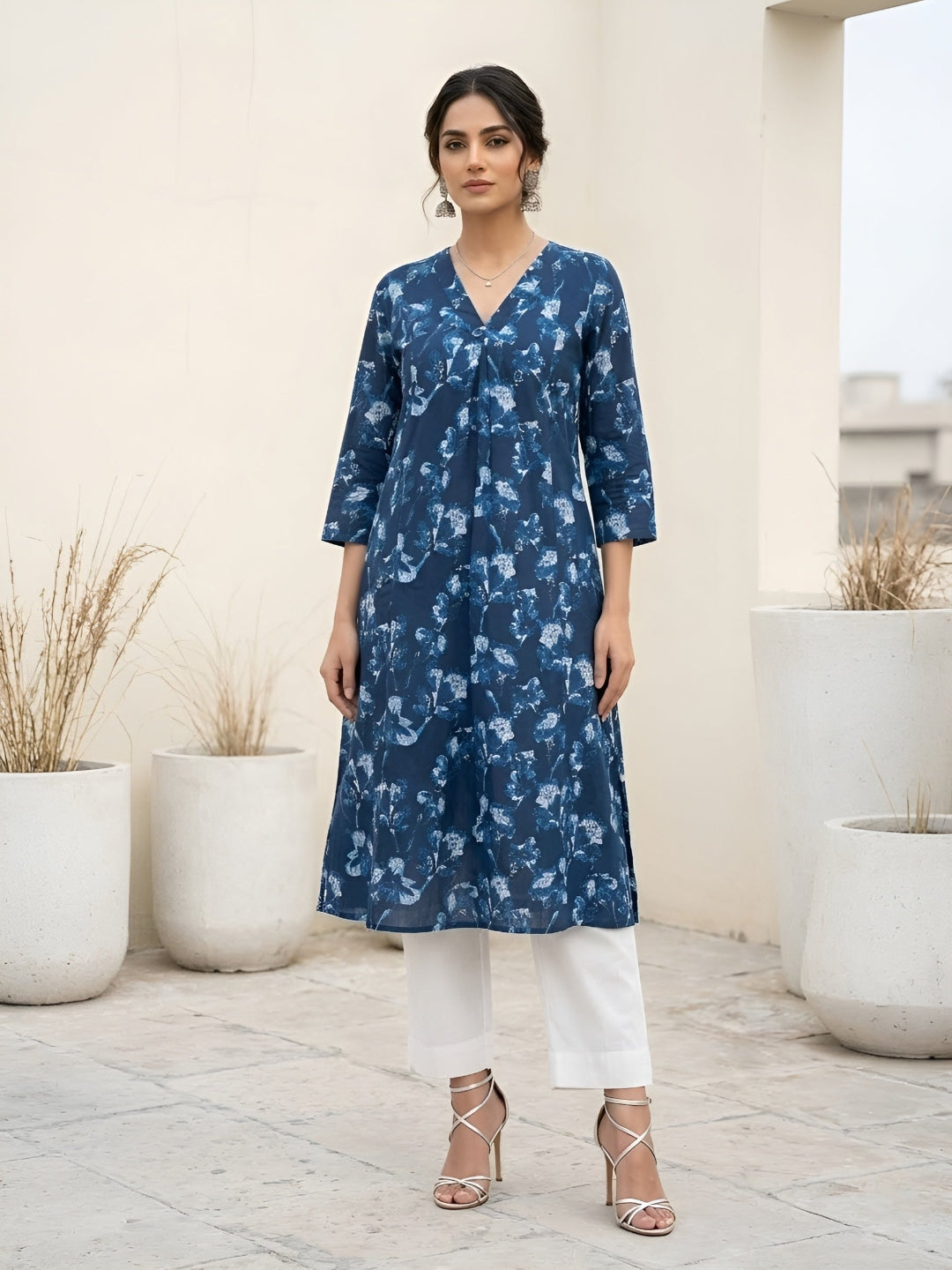 Printed Kurta With Three Quarter Sleeves