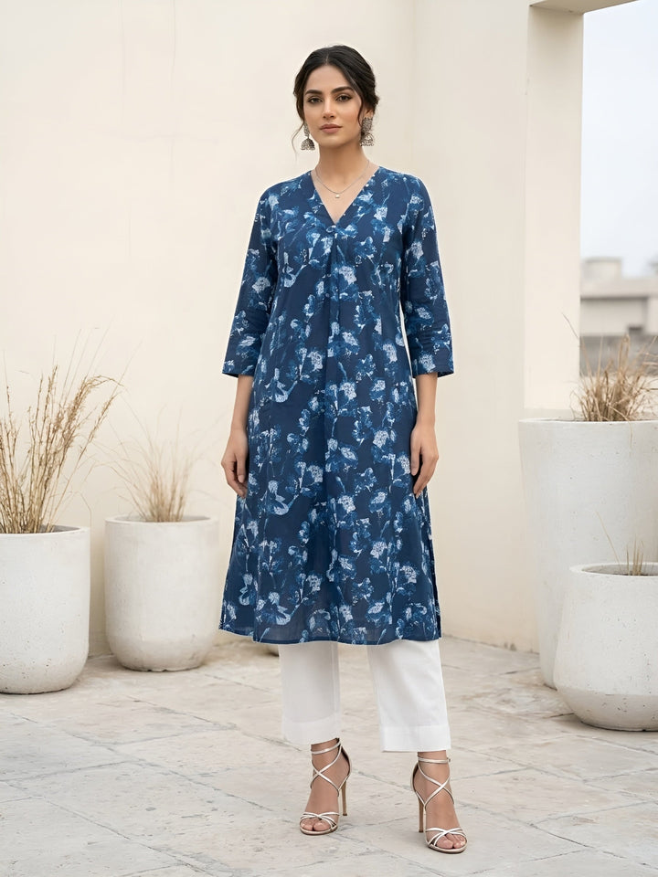 Printed Kurta With Three Quarter Sleeves