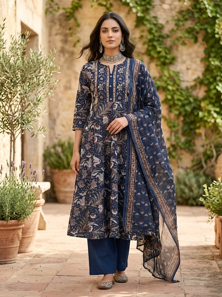 Printed Anarkali Kurta Set With Dupatta