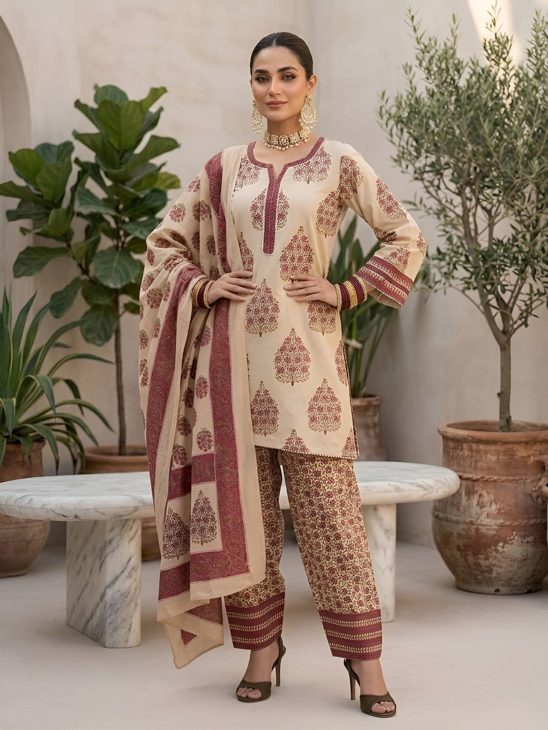 Printed Straight Kurta Set With Dupatta