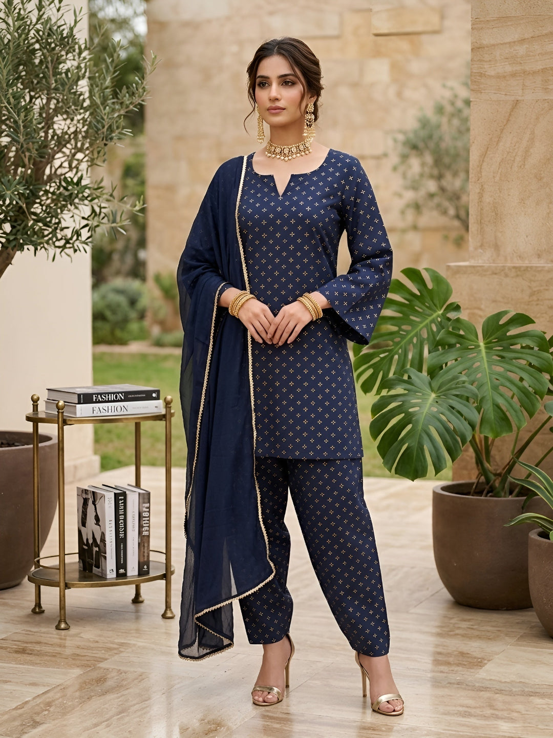 Printed Straight Kurta Set With Dupatta