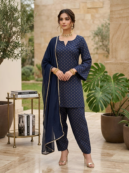 Printed Straight Kurta Set With Dupatta