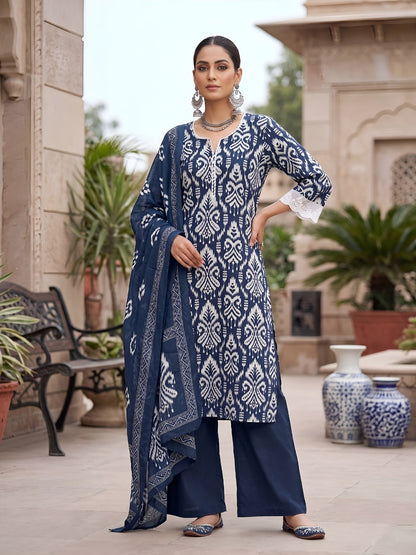 Printed Straight Kurta Set With Dupatta