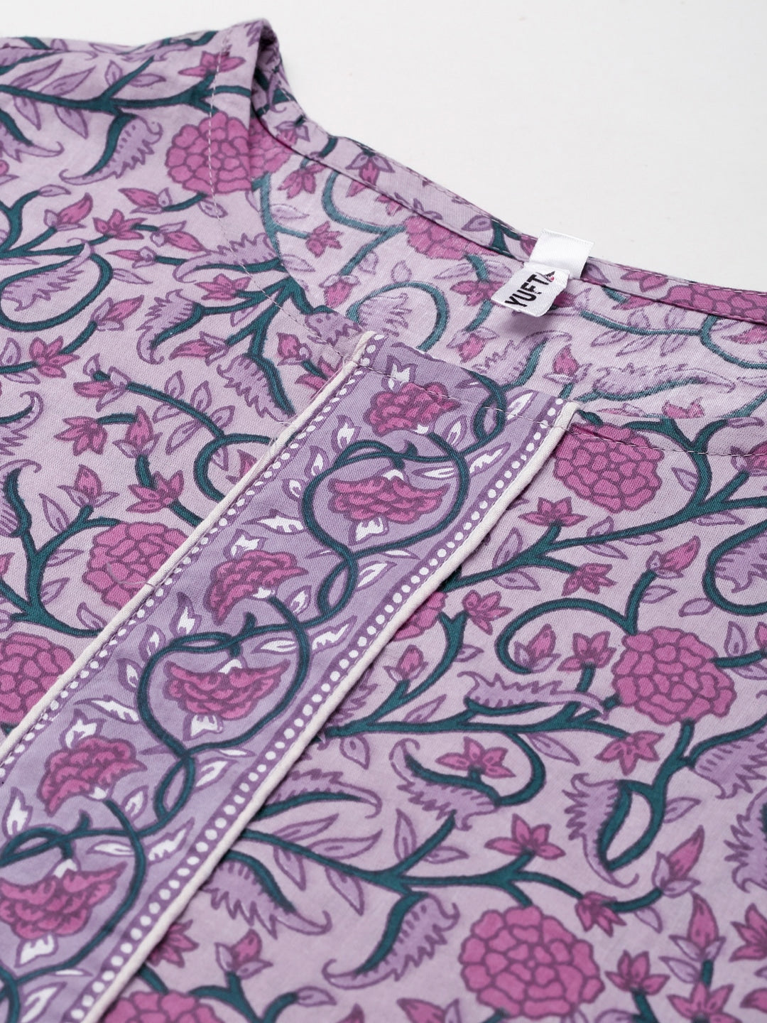 Lavender &amp; Green Printed Kurta