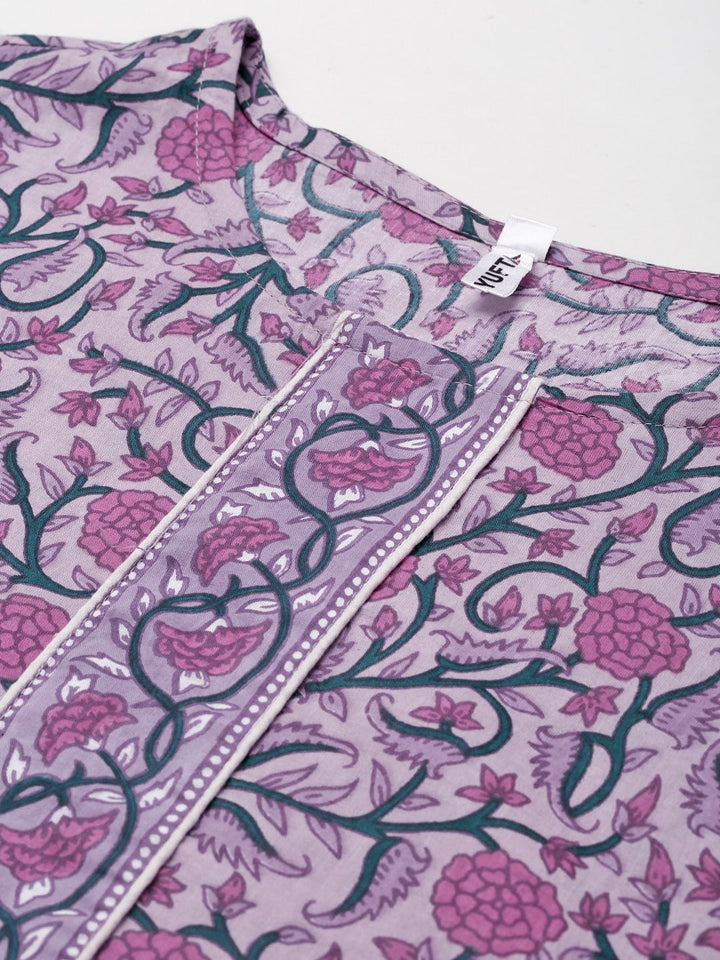Lavender &amp; Green Printed Kurta