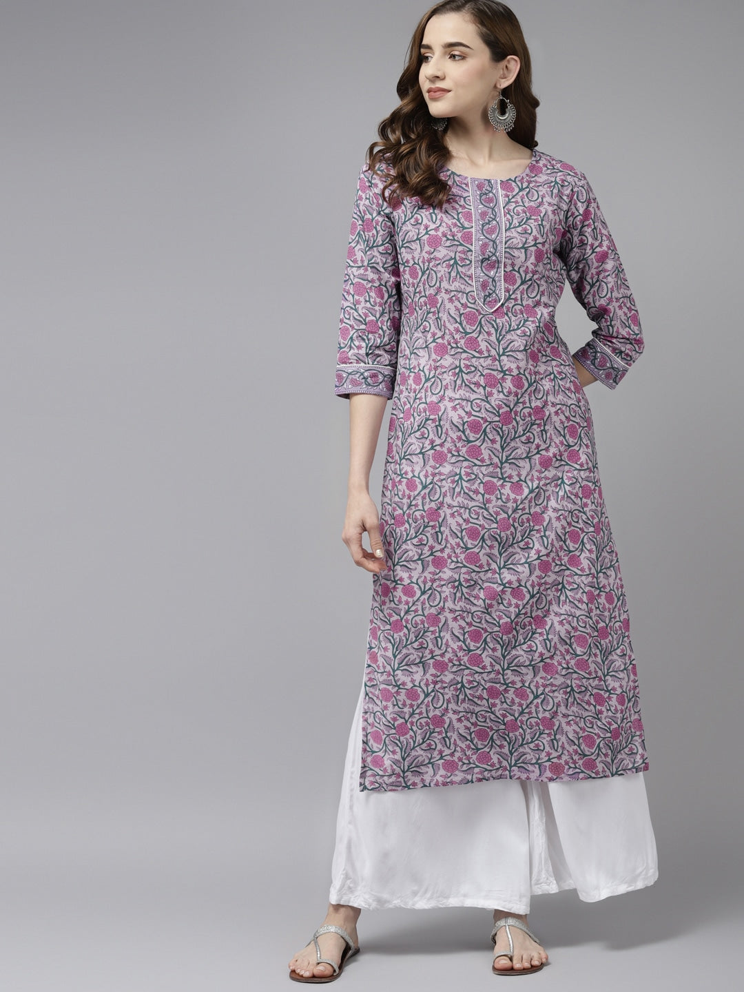 Lavender &amp; Green Printed Kurta