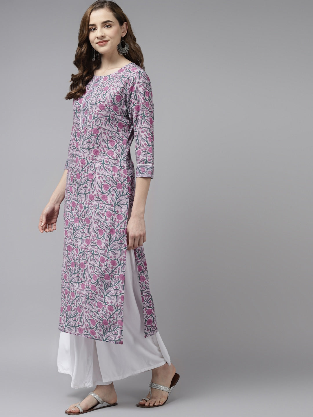 Lavender &amp; Green Printed Kurta