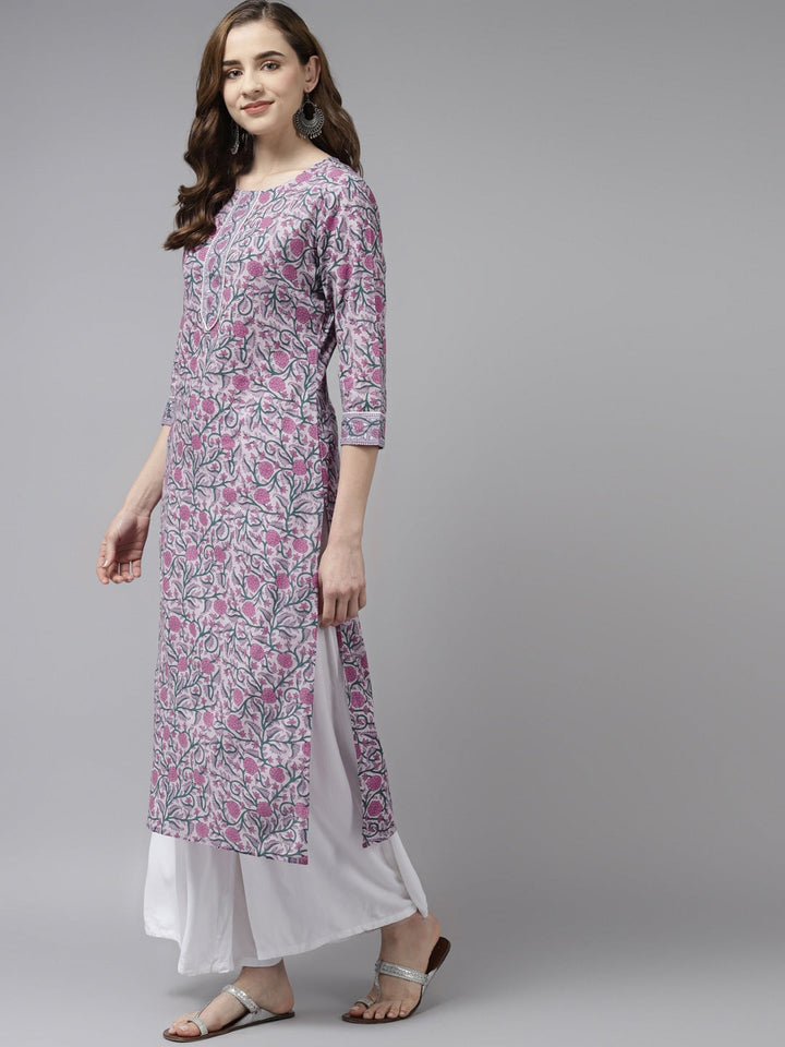 Lavender &amp; Green Printed Kurta