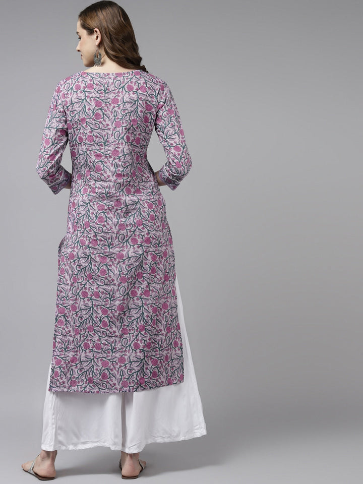 Lavender &amp; Green Printed Kurta
